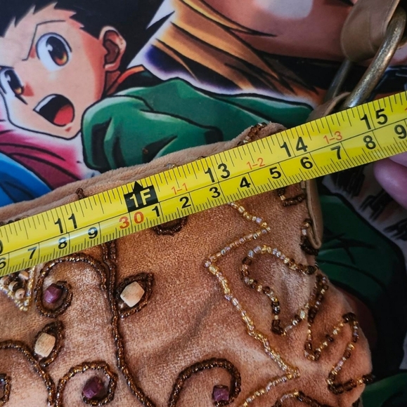 Vintage Y2k Boho Whimsigoth LeChateau Brown Tan Embroidered Beaded shoulder bag - Picture 4 of 15